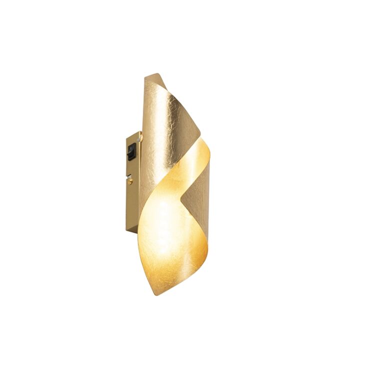 Retro Wall Lamp Gold Leaf with Switch
